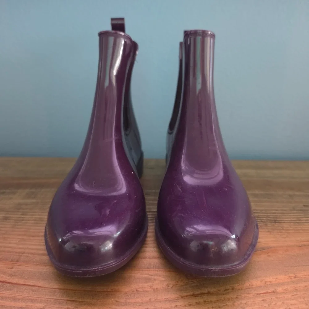 Lauren Ralph Lauren Womens Tally Rain Boots Purple Glossy Chelsea Size 7B